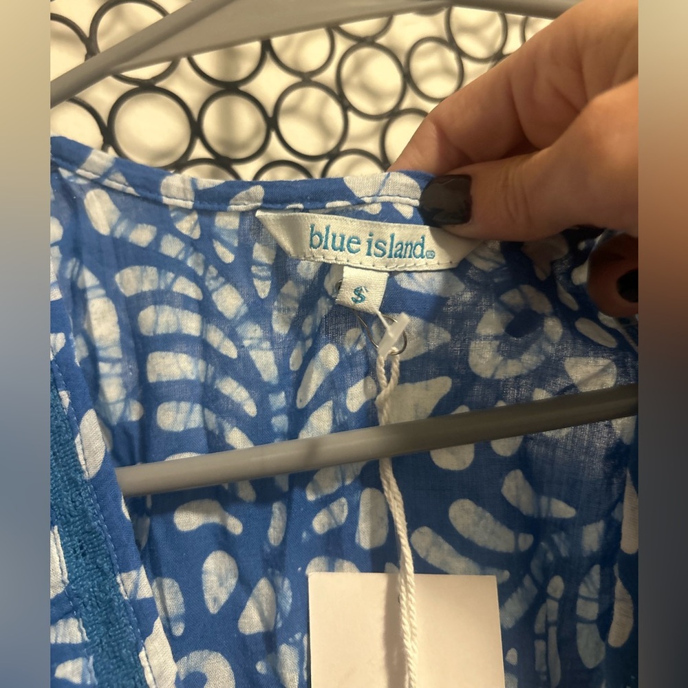 Blue Island NWT Blue & White Floral Midi Dress | Ruffle Sleeve Cotton Dress | S - Picture 4 of 8